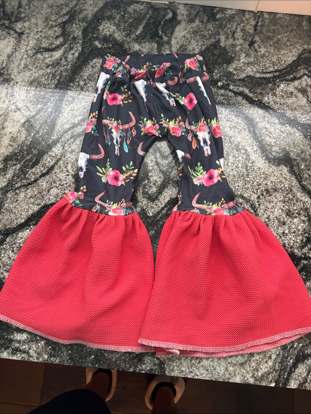 Toddler Floral & Pink Bell-Bottom Leggings